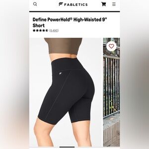 Fabletics Define PowerHold High-Waisted 9" Short (Size Medium, Color Black)
